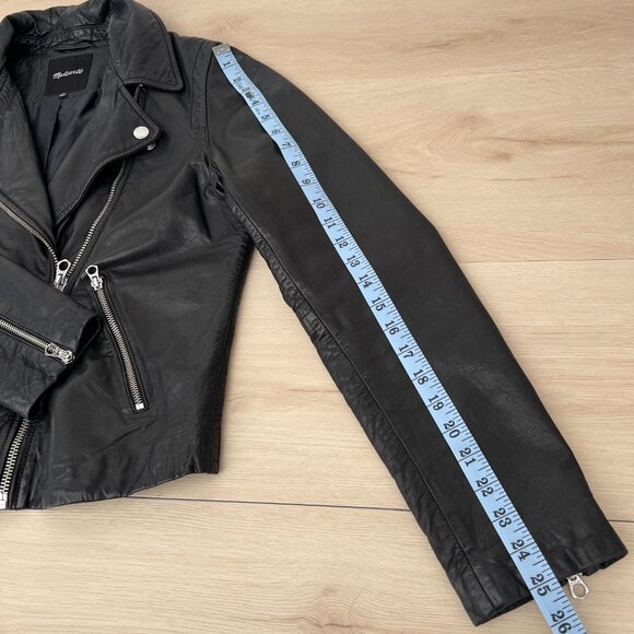 Madewell Classic Washed Black Leather Moto Jacket / Silver Hardware Large - Picture 12 of 15